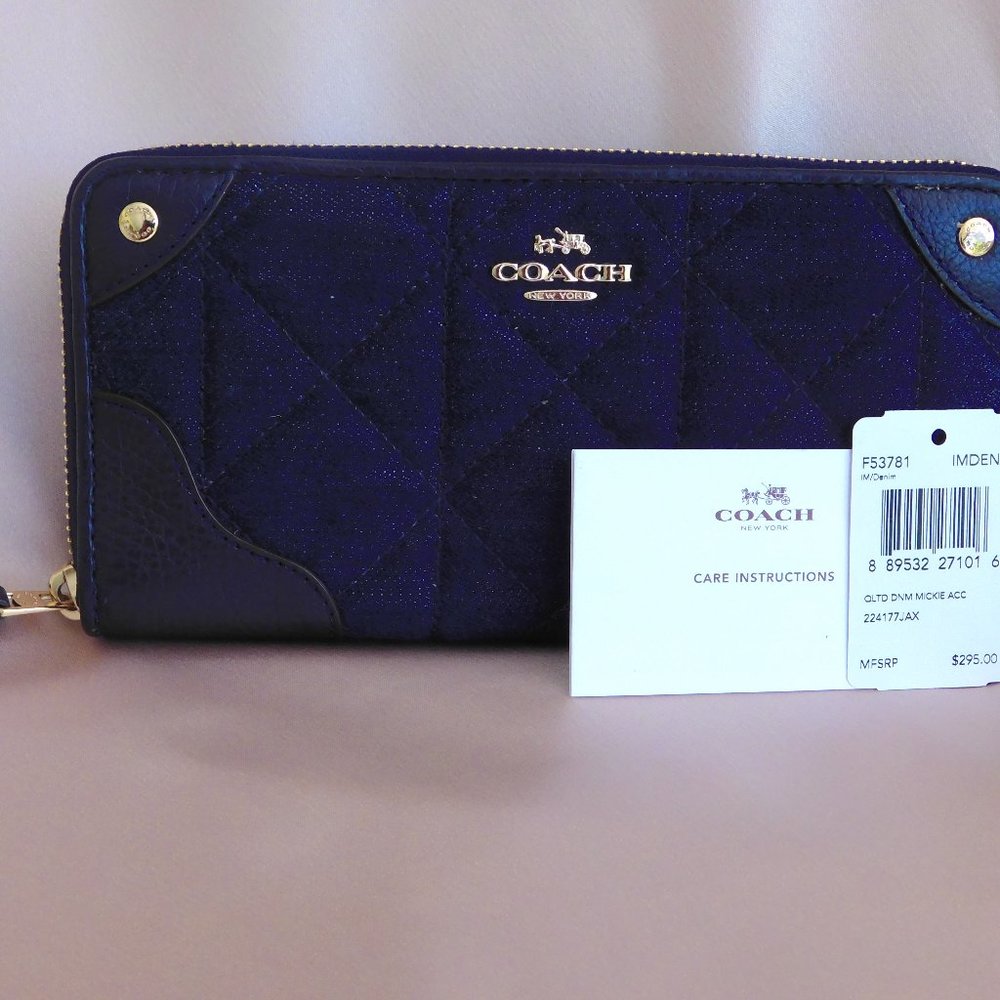 COACH MICKIE ACCORDIAN DENIM WALLET